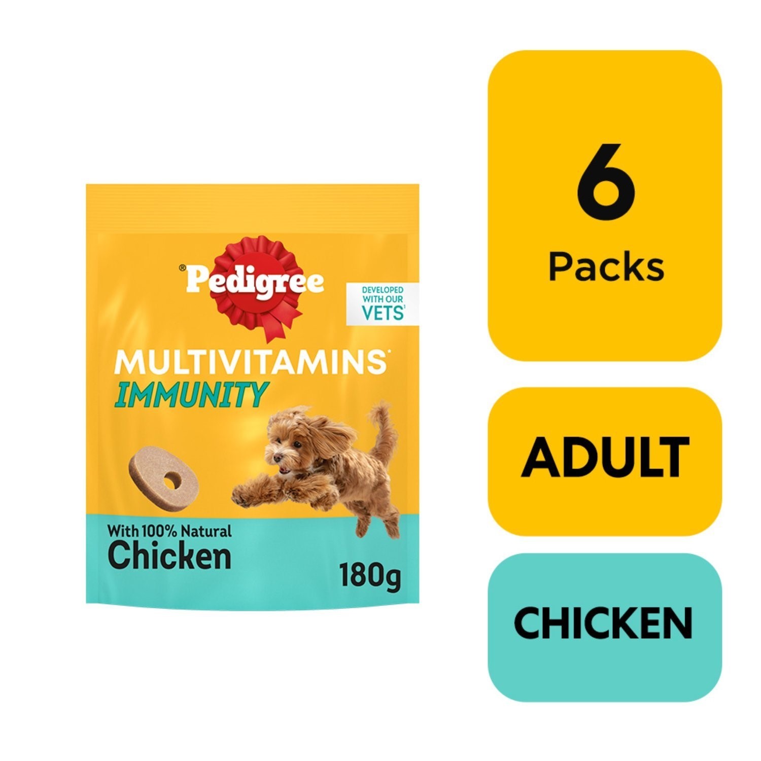 180 Pedigree Multivitamins Immunity Soft Dog Chews Dog Treats (6 x 180g)