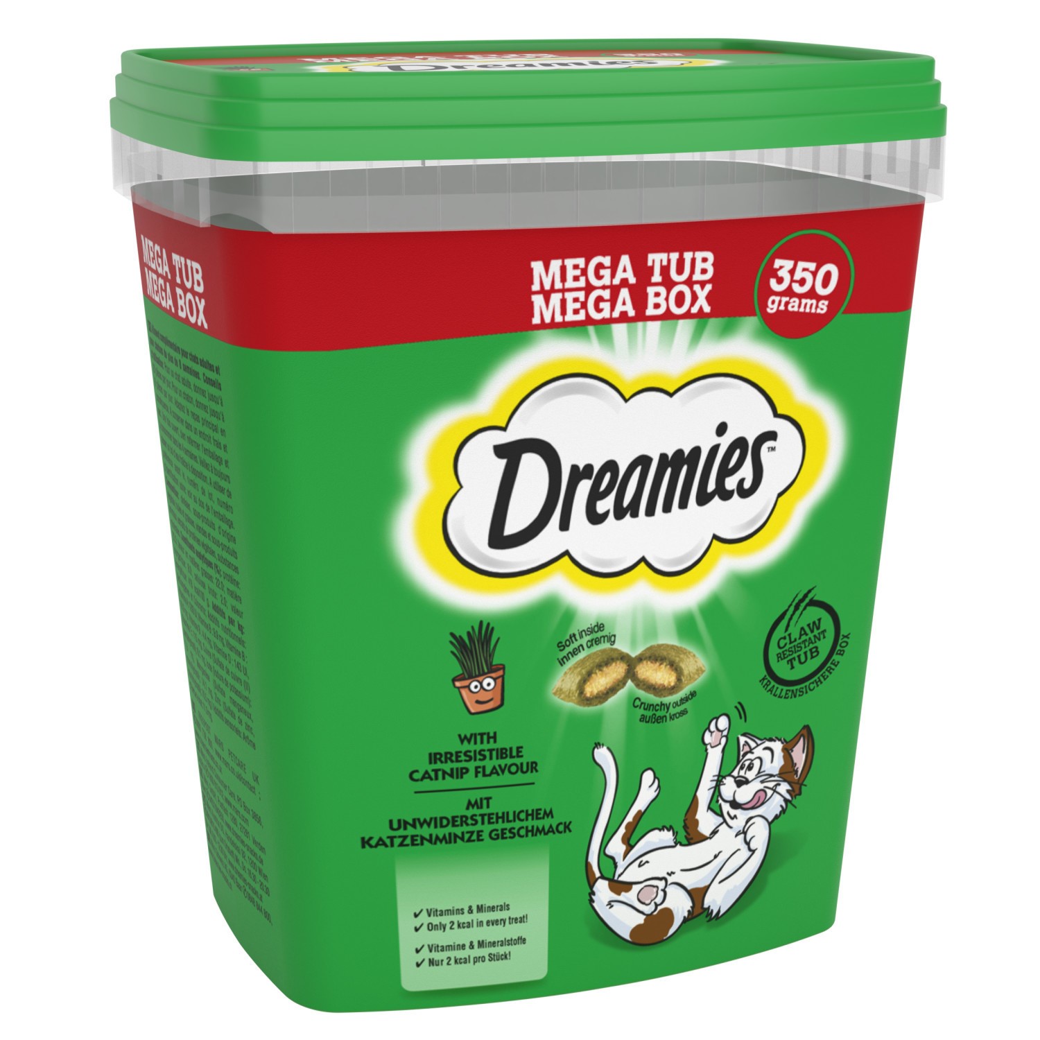 4 x 350g Dreamies Catnip Cat Treats Mega Tubs Cat Biscuits (1.4kg)