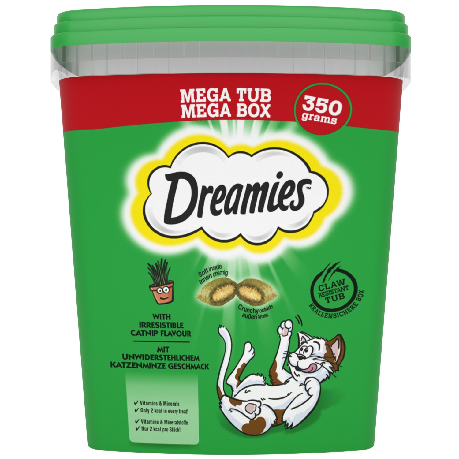 4 x 350g Dreamies Catnip Cat Treats Mega Tubs Cat Biscuits (1.4kg)
