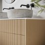 1250mm Wooden Fluted Wall Hung Double Countertop Vanity Unit with Stone Effect Basins - Matira