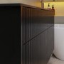 1250mm Black Wooden Fluted Wall Hung Countertop Double Vanity Unit with Black Square Basin - Matira