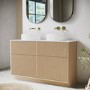 1250mm Wooden Freestanding Countertop Double Vanity Unit with Round Basin - Matira