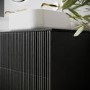 1250mm Black Wooden Freestanding Countertop Double Vanity Unit with Round Basin - Matira