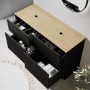 1250mm Black Wooden Freestanding Countertop Double Vanity Unit with Wood Effect Worktop - Matira
