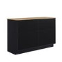 1250mm Black Wooden Freestanding Countertop Double Vanity Unit with Wood Effect Worktop - Matira