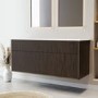 1250mm Walnut Wood Effect Fluted Wall Hung Double Countertop Vanity Unit – Matira
