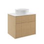 650mm Wooden Fluted Wall Hung Countertop Vanity Unit with Round Basin - Matira