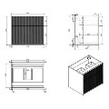 650mm Wooden Fluted Wall Hung Countertop Vanity Unit with Round Basin - Matira