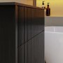 650mm Black Wooden Fluted Wall Hung Countertop Vanity Unit with Round Basin - Matira