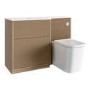 1150mm Wooden Fluted Left Hand Toilet and Sink Unit with Square Toilet and Chrome Fittings - Matira