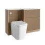 1150mm Wooden Fluted Right Hand Toilet and Sink Unit with Square Toilet and Chrome Fittings - Matira