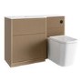 1150mm Wooden Fluted Left Hand Toilet and Sink Unit with Square Toilet and Black Push Button - Matira