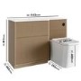 1150mm Wooden Fluted Left Hand Toilet and Sink Unit with Square Toilet and Black Push Button - Matira