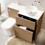 1150mm Wooden Fluted Right Hand Toilet and Sink Unit with Square Toilet & Basin and Chrome Push Button - Matira