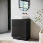 650mm Black Wooden Freestanding Countertop Vanity Unit with Square Basin - Matira