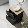 650mm Black Wooden Freestanding Countertop Vanity Unit with Wood Effect Worktop and Round Basin- Matira