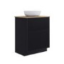 650mm Black Wooden Freestanding Countertop Vanity Unit with Wood Effect Worktop and Round Basin- Matira