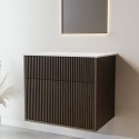 BUN/MATI640W/98553 650mm Walnut Wood Effect Fluted Wall Hung Countertop Vanity Unit – Matira