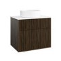 650mm Walnut Wood Effect Fluted Wall Hung Countertop Vanity Unit with Basin – Matira