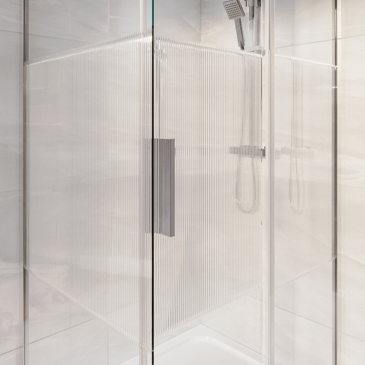 1000x800mm Ribbed / Fluted Glass Sliding Shower Enclosure Left Hand - Matira