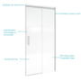 1000x800mm Chrome Frameless Fluted Glass Sliding Shower Enclosure Left Hand - Matira