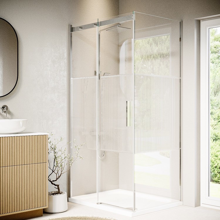 Ribbed Glass 1000x800mm Sliding Shower Enclosure Right Hand - Matira