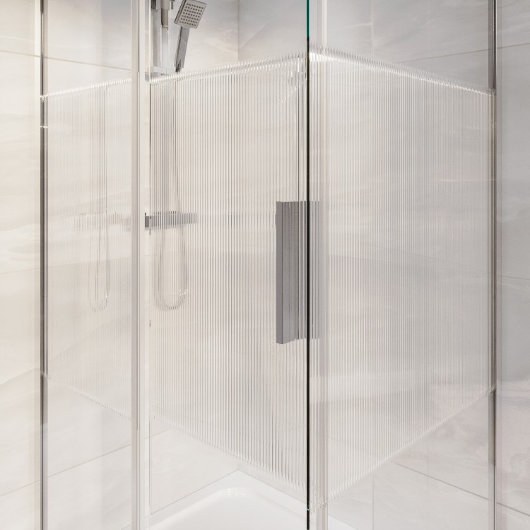 Ribbed Glass 1000x800mm Sliding Shower Enclosure Right Hand - Matira