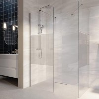 1600x800mm Ribbed Glass Wetroom Shower Screen Enclosure - Matira