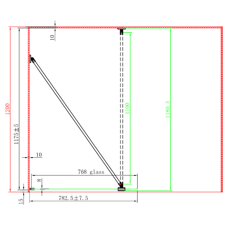 1600x800mm Ribbed Glass Wetroom Shower Screen Enclosure - Matira