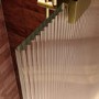 1400x800mm Brushed Brass Ribbed / Fluted Glass Double Shower Screen for Wet Room & Walk In Shower - Matira