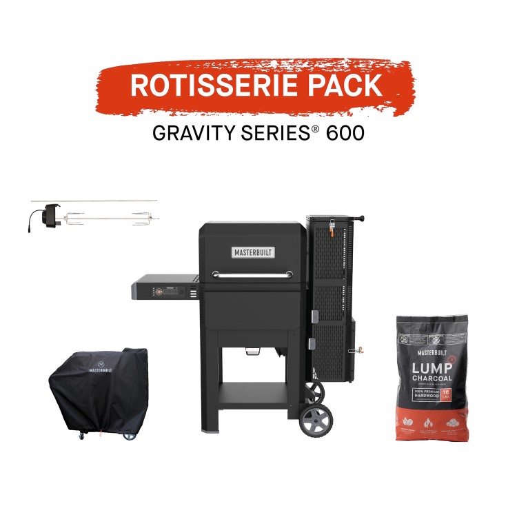 Masterbuilt Gravity Series 600 Charcoal BBQ Grill with Rotisserie Pack