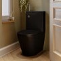 Matt Black Close Coupled Closed Back Toilet with Sink on Top & Chrome Fittings Cloakroom Suite - Legend
