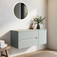 1200mm Green Fluted Wall Hung Countertop Vanity Unit - Melbourne