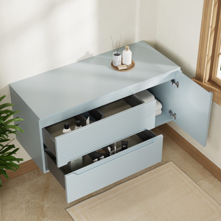 1200mm Blue Fluted Wall Hung Countertop Vanity Unit - Melbourne