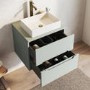 600mm Blue Fluted Wall Hung Countertop Vanity Unit with Basin - Melbourne