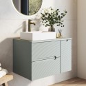 BUN/MELB800/99245 800mm Blue Fluted Wall Hung Countertop Vanity Unit with Basin - Melbourne