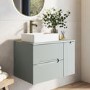 800mm Blue Fluted Wall Hung Countertop Vanity Unit with Basin - Melbourne