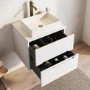 600mm White Fluted Wall Hung Countertop Vanity Unit with Basin - Melbourne