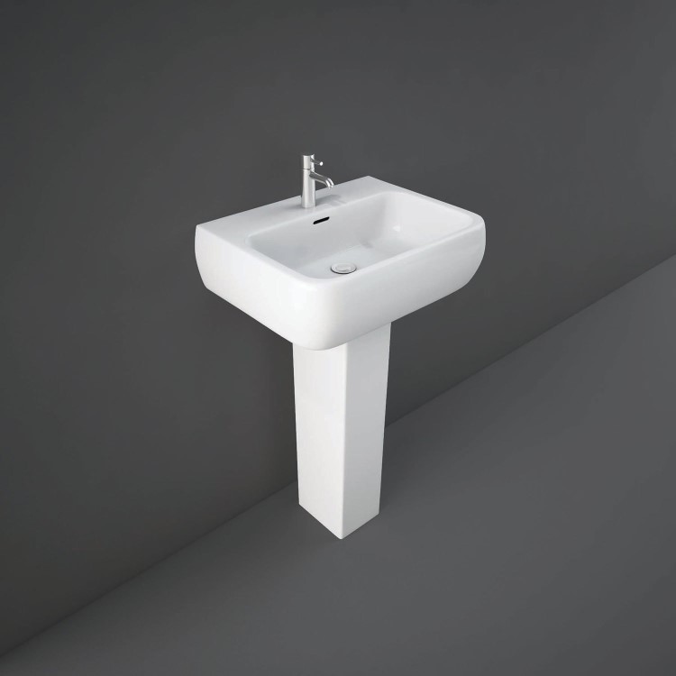 Rak Ceramics Rectangular Pedestal Basin 520mm  1 Tap Hole