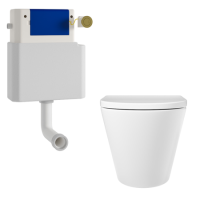 Newport Back to Wall Rimless Toilet with Soft Close Seat & Concealed Cistern With Brushed Brass Push Button