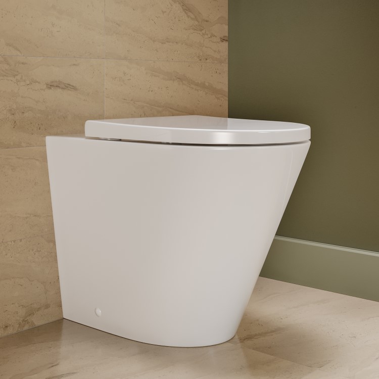 Newport Back to Wall Rimless Toilet with Soft Close Seat & Concealed Cistern With Brushed Brass Push Button