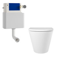 Newport Back to Wall Rimless Toilet with Soft Close Seat & Concealed Cistern With Chrome Push Button