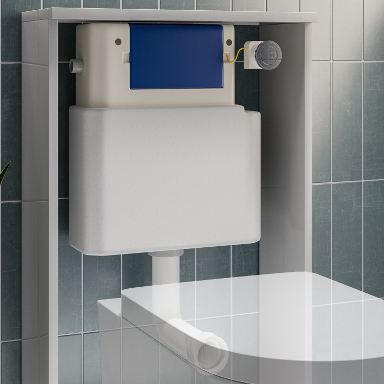 Newport Back to Wall Rimless Toilet with Soft Close Seat & Concealed Cistern With Chrome Push Button