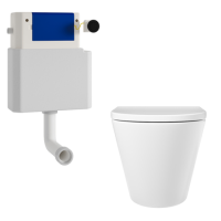 Newport Back to Wall Rimless Toilet with Soft Close Seat & Concealed Cistern With Matt Black Push Button