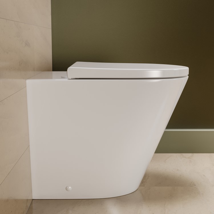 Newport Back to Wall Rimless Toilet with Soft Close Seat & Concealed Cistern With Matt Black Push Button