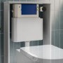 Albi Back to Wall Rimless Toilet with Soft Close Seat & Concealed Cistern With Matt Black Push Button