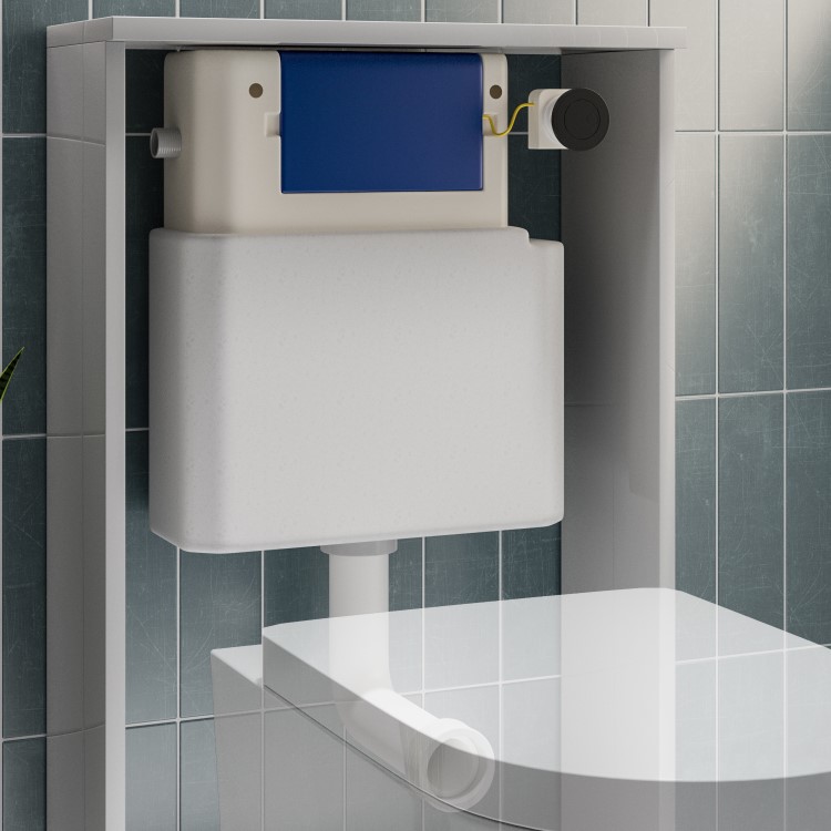 Albi Back to Wall Rimless Toilet with Soft Close Seat & Concealed Cistern With Matt Black Push Button