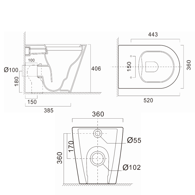 Newport Back to Wall Smart Bidet Japanese Toilet with Heated Seat - Purificare