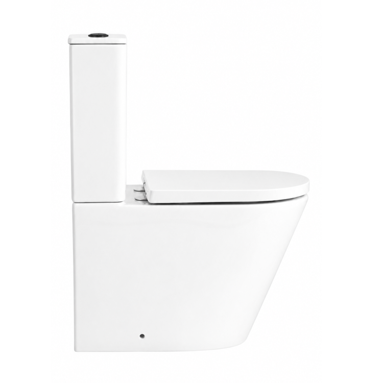 Close Coupled Rimless Closed Back Short Projection Toilet with Black Button and Tornado Flush - Newport