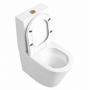 Close Coupled Rimless Closed Back Short Projection Toilet with Brushed Brass Button and Tornado Flush - Newport